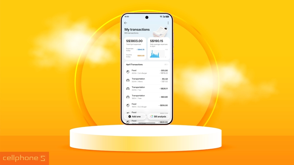Công cụ quản lý hóa đơn AI trên OPPO Find X9s hỗ trợ kiểm soát chi tiêu