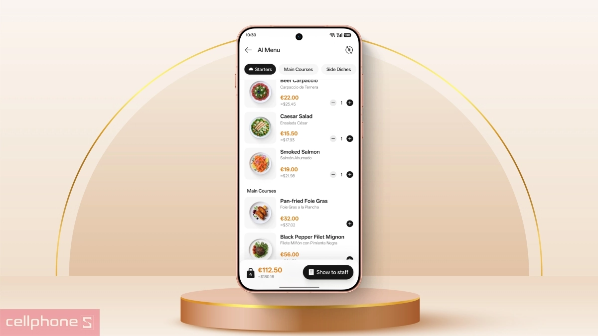 Dịch Menu AI của OPPO Find X9s hỗ trợ đọc thực đơn nước ngoài