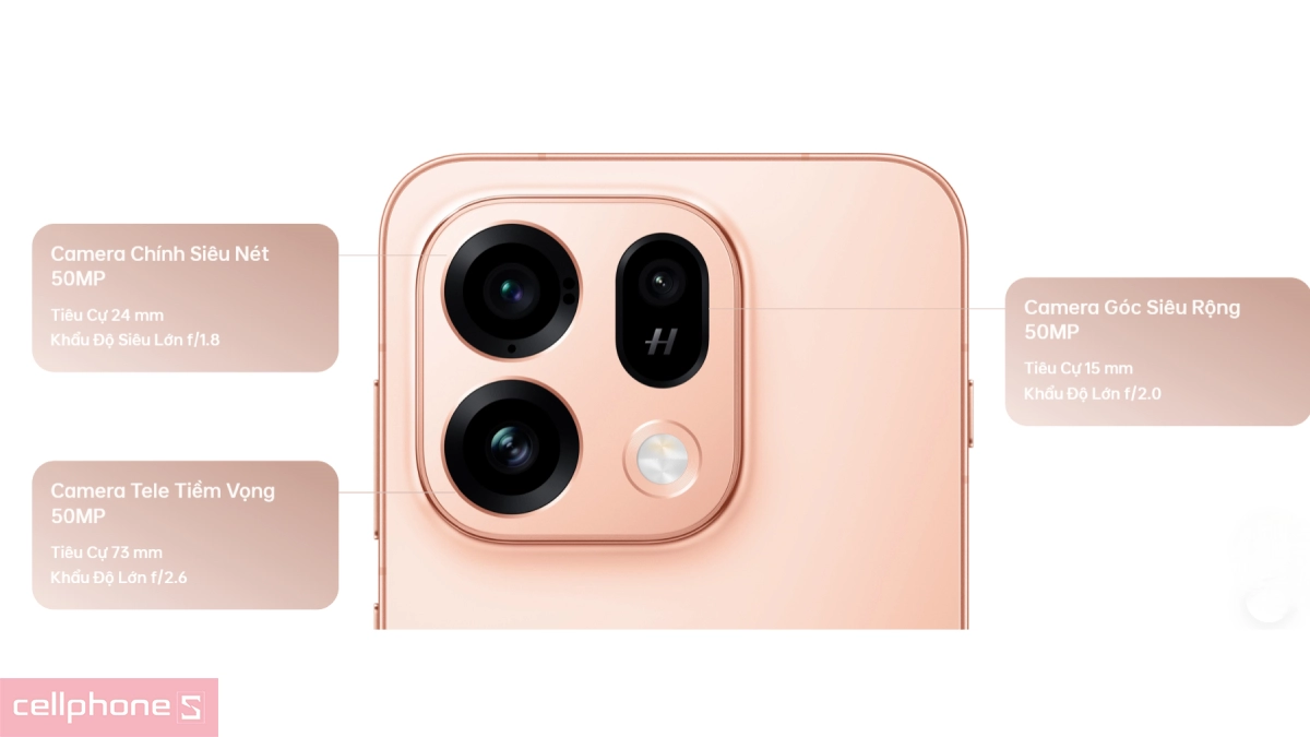 Cụm ba camera 50MP của OPPO Find X9s hỗ trợ chụp ảnh linh hoạt