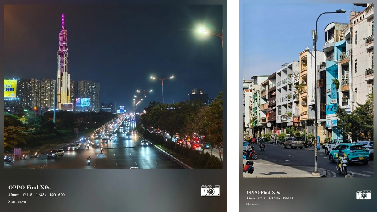 Ảnh chụp phong cảnh đường phố thực tế từ camera zoom điện thoại OPPO Find X9s