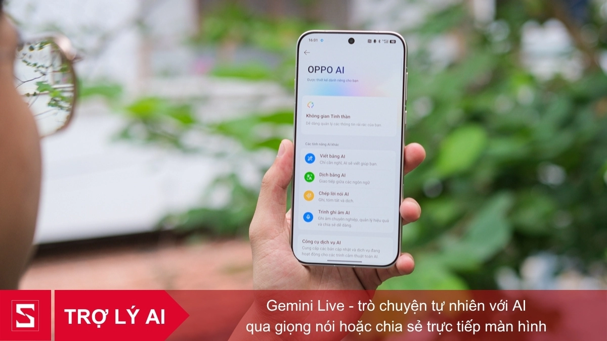 Gemini Live của OPPO Find X9 giúp trò chuyện tự nhiên với AI bằng giọng nói hoặc chia sẻ trực tiếp màn hình và Gemini phản hồi ngay lập tức