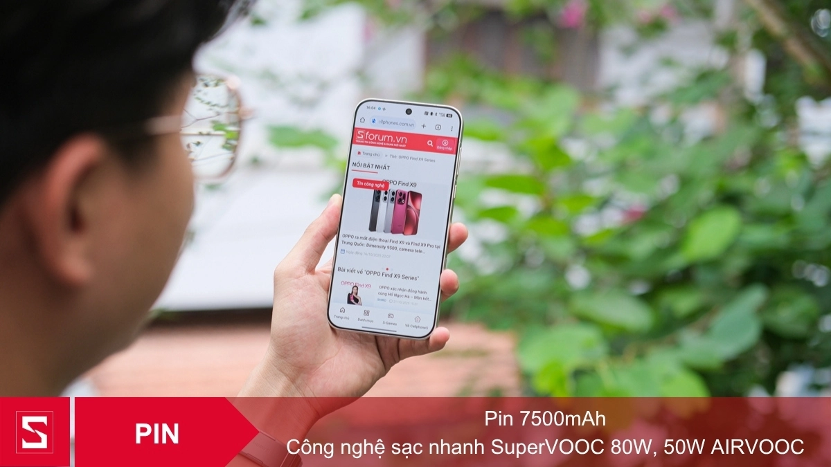 OPPO Find X9 Pro sở hữu pin dung lượng 7500mAh và sạc nhanh 80W