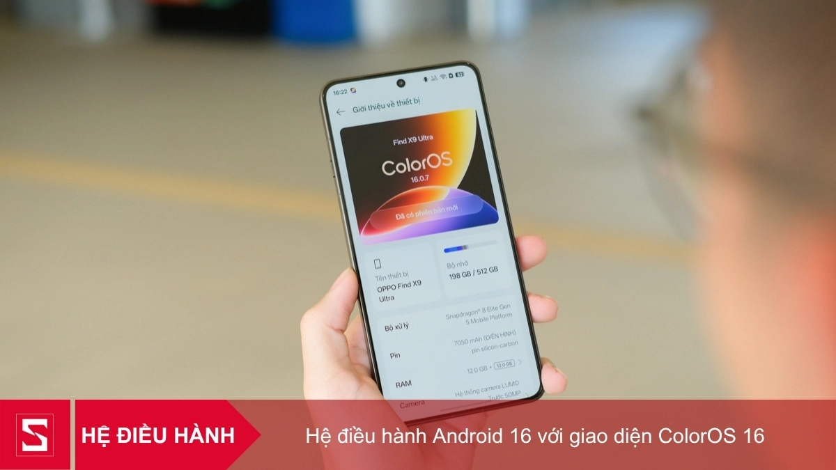 OPPO Find X9 Ultra 5G kết hợp hệ điều hành Android 16 với giao diện ColorOS 16 vận hành mượt mà
