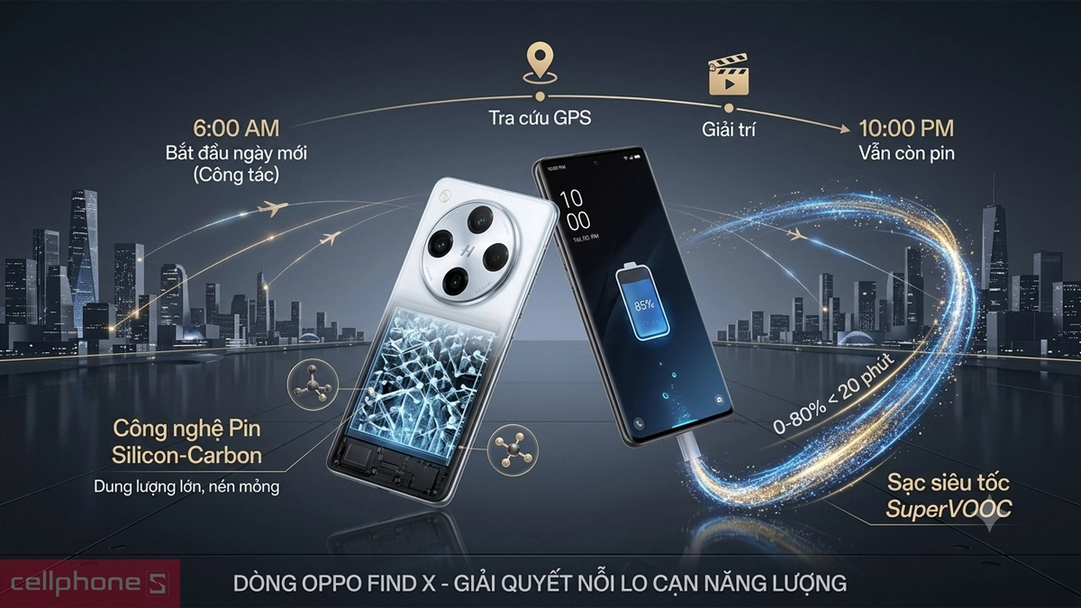 OPPO Find X đáp ứng nhu cầu sử dụng với pin Silicon-Carbon bền bỉ