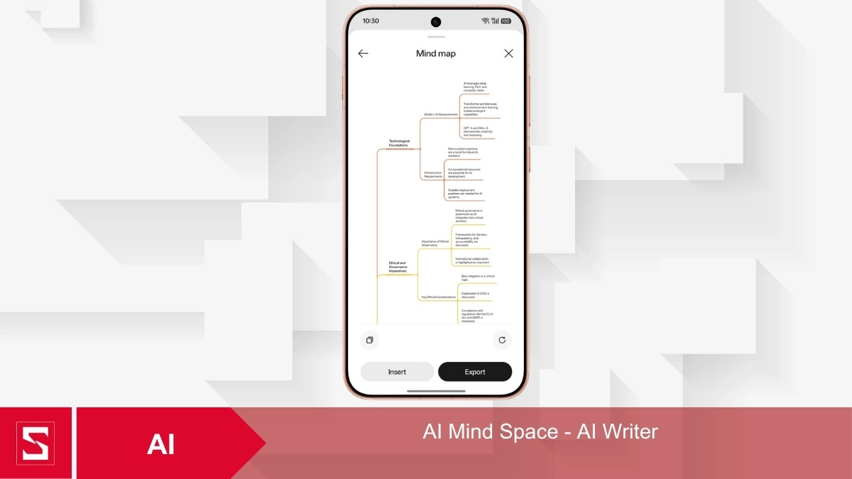 Tính năng AI Mind Space và AI Writer trên OPPO Find X9s hỗ trợ tạo sơ đồ tư duy tự động
