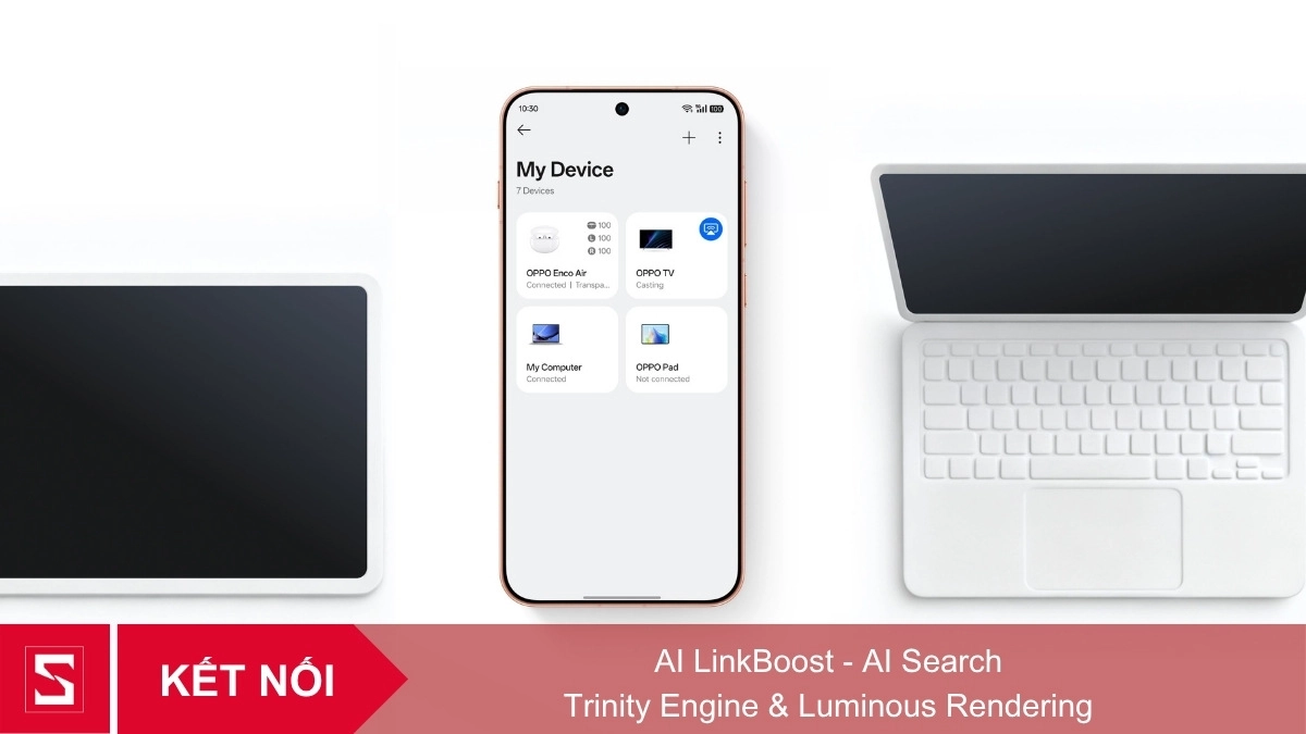 Tính năng kết nối đa thiết bị AI LinkBoost và Trinity Engine trên hệ điều hành OPPO Find X9s