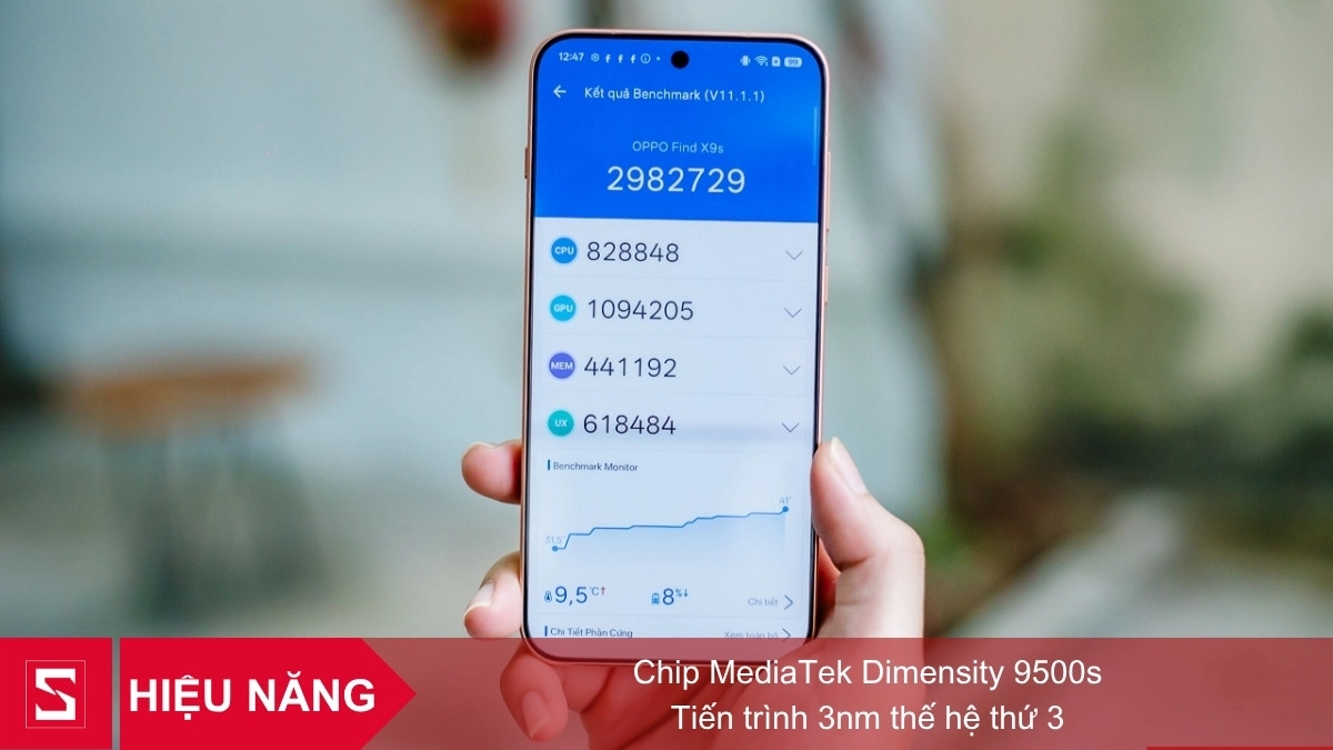 OPPO Find X9s đạt điểm số Antutu Benchmark cực khủng nhờ sử dụng chip MediaTek Dimensity 9500s tiến trình 3nm thế hệ 3