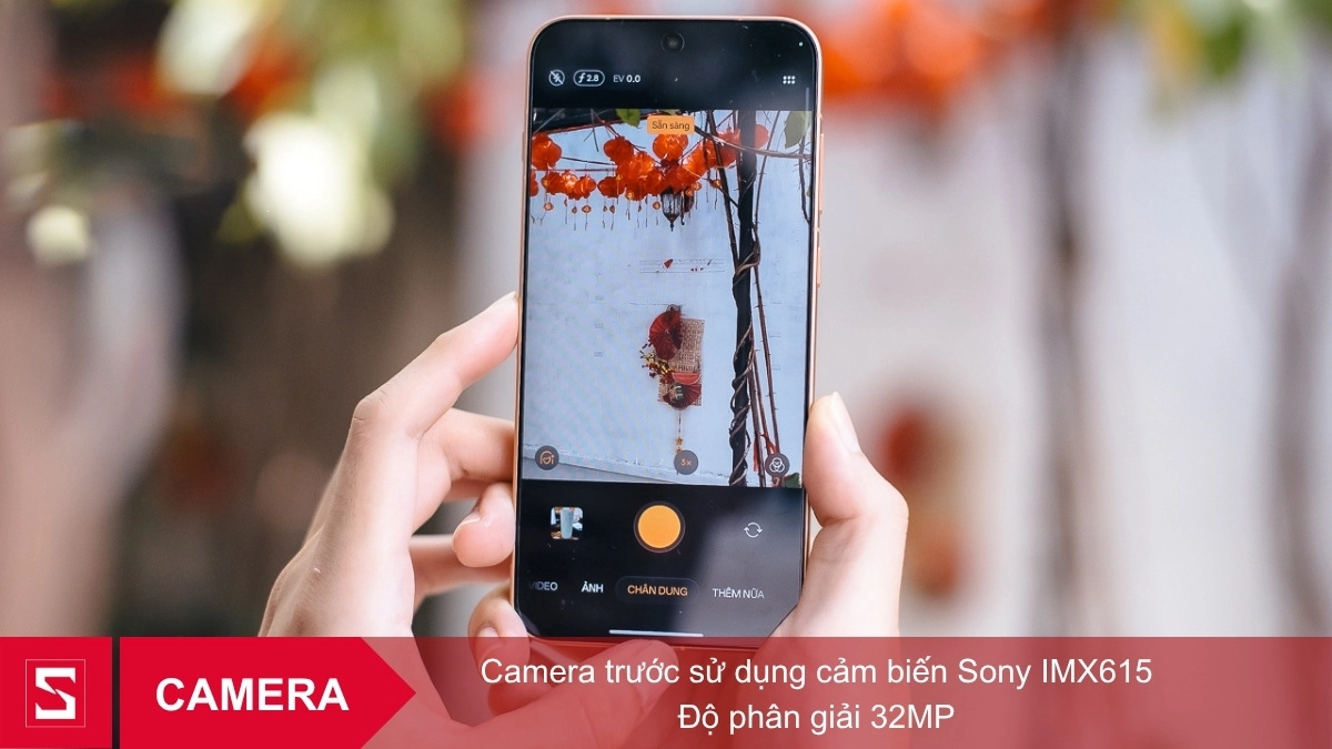 Giao diện camera trước OPPO Find X9s sử dụng cảm biến Sony IMX615 32MP hỗ trợ AI