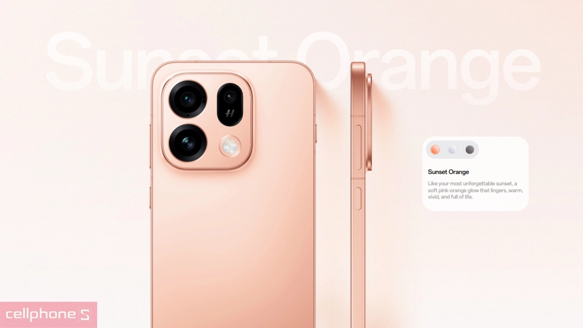 Cận cảnh OPPO Find X9s phiên bản cam nhạt thời thượng với thiết kế siêu mỏng 7.99mm