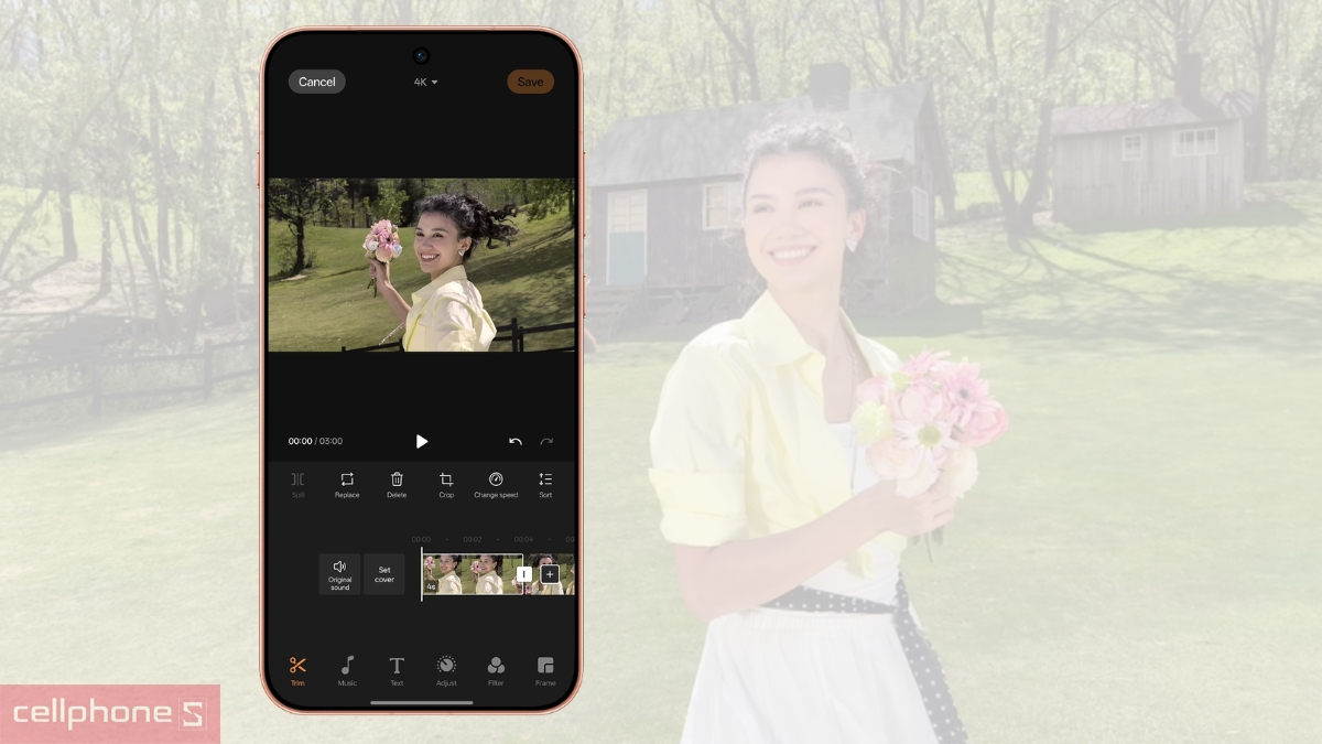 Giao diện chỉnh sửa video 4K trên OPPO Find X9s với Chip LUMO Image Engine và công nghệ Dolby Vision