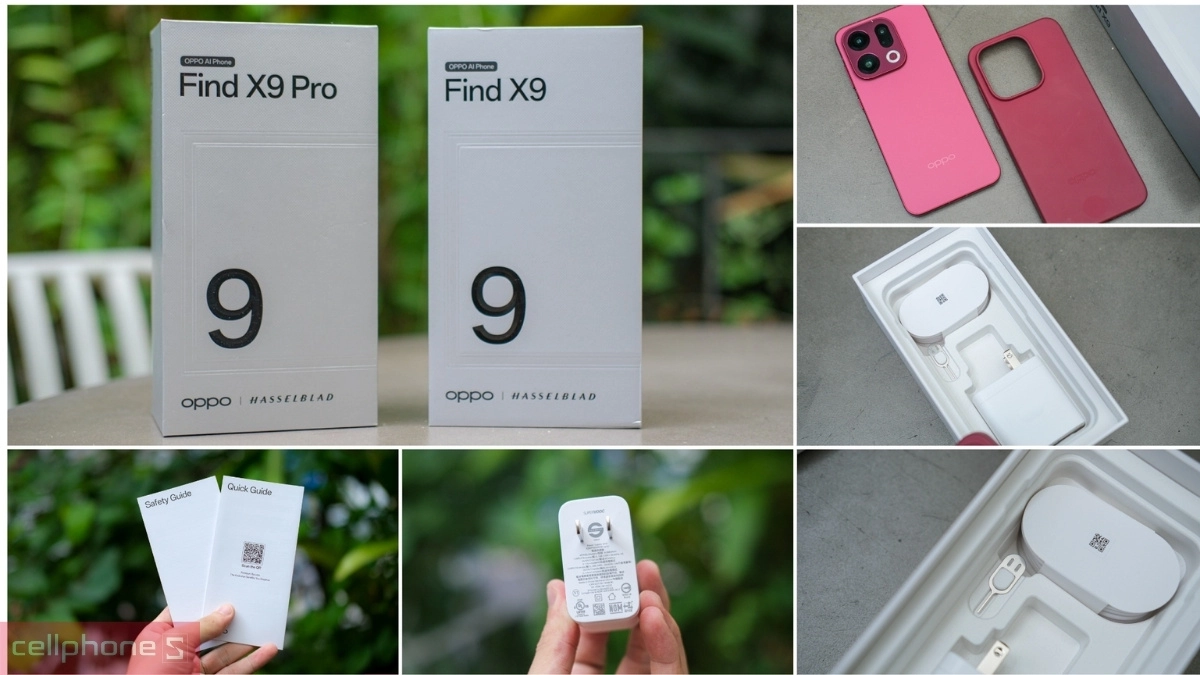 Mở hộp OPPO Find X9 chính hãng cùng ốp lưng, củ sạc, cáp và sách hướng dẫn đi kèm