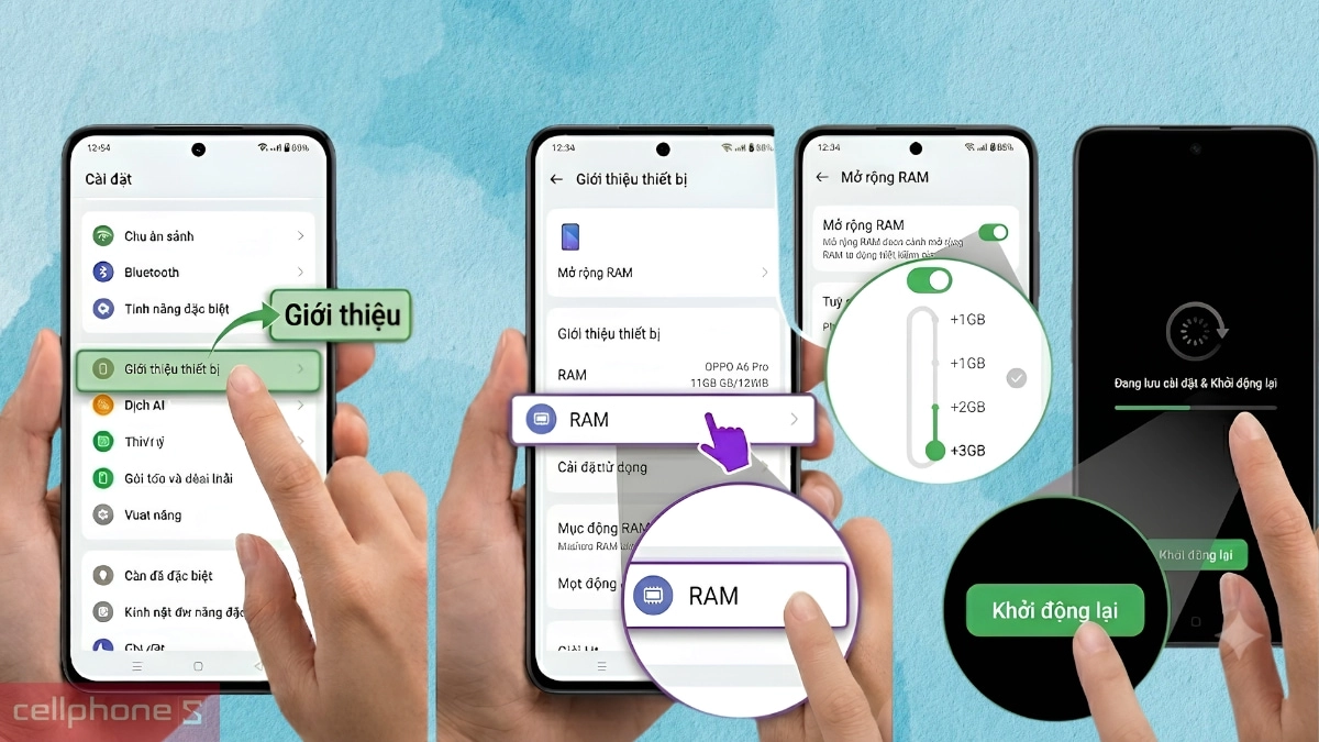 Cách mở rộng thêm RAM ảo từ bộ nhớ trong trên OPPO A6 Pro