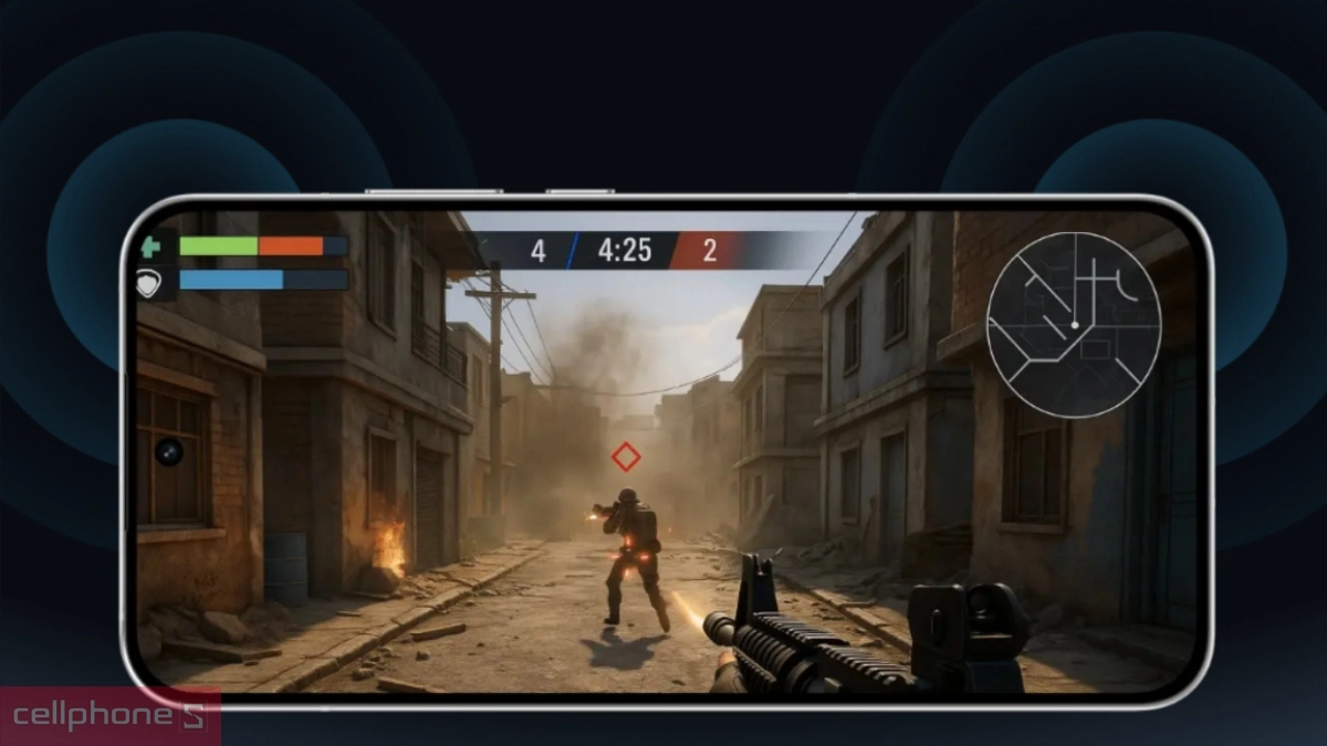 OPPO Reno14 có khả năng tăng cường kết nối AI 3.0 cùng với cấu trúc ăng-ten vòm 360 độ, thu sóng ổn định giúp chơi game mượt mà luôn mượt liền mạch