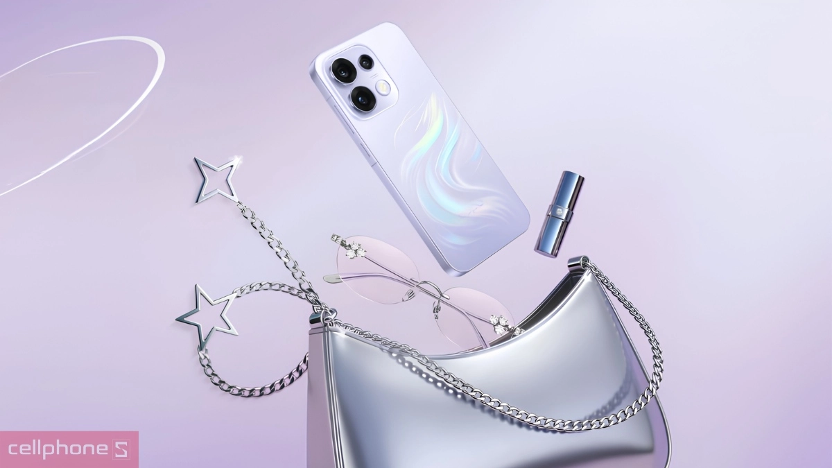 Thiết kế mặt lưng màu tím mỏng nhẹ thời thượng của điện thoại OPPO Reno 16F Thiết kế mặt lưng màu tím mỏng nhẹ thời thượng của điện thoại OPPO Reno 16F