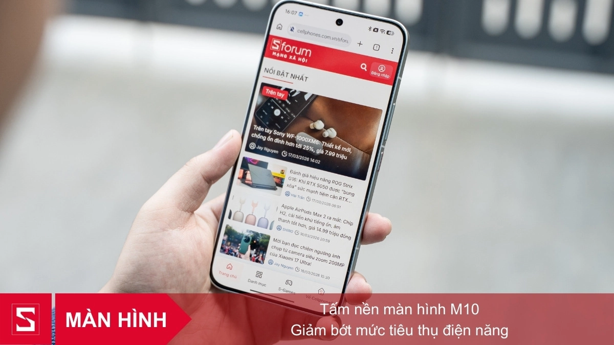 Màn hình sử dụng vật liệu phát sáng M10