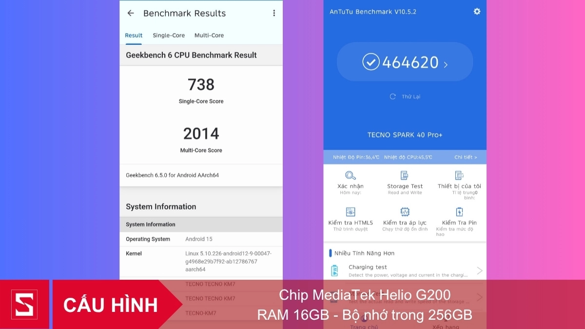 TECNO Spark 40 Pro Plus được trang bị vi xử lý MediaTek Helio G200