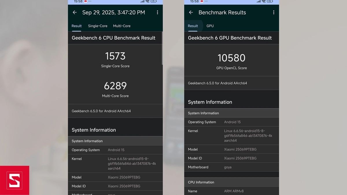 Điểm Geekbench Xiaomi 15T