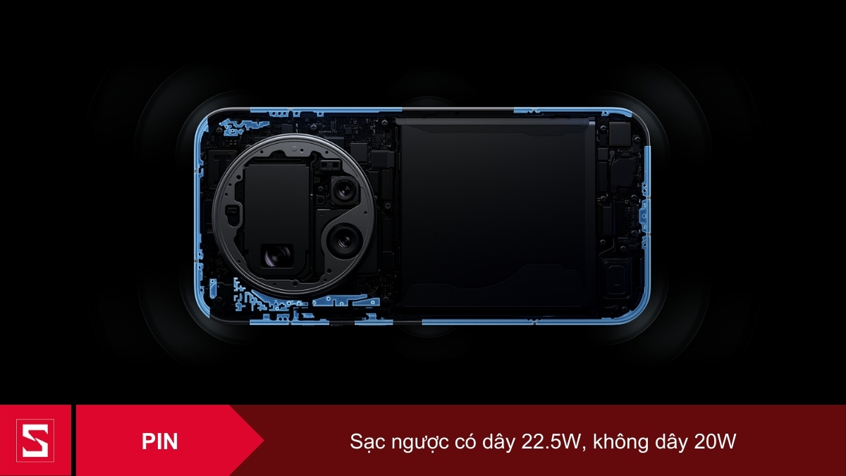 Sạc ngược có dây 22.5W, không dây 20W