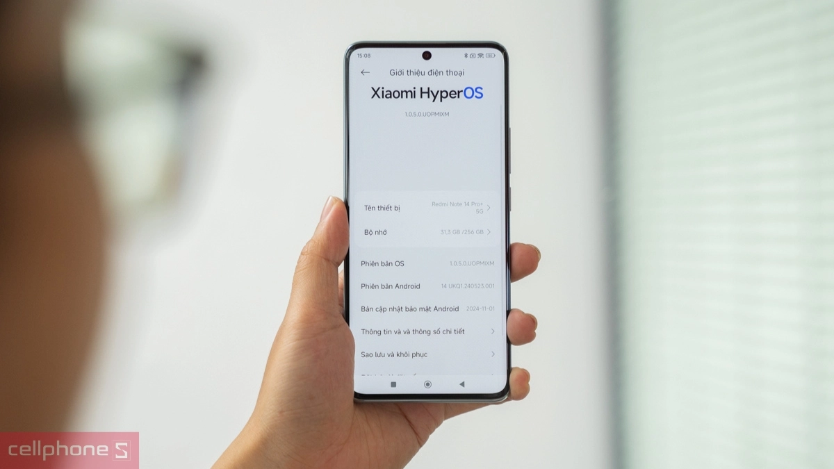 Điện thoại Xiaomi Redmi Note 14 Pro Plus sở hữu hệ điều hành hiện đại