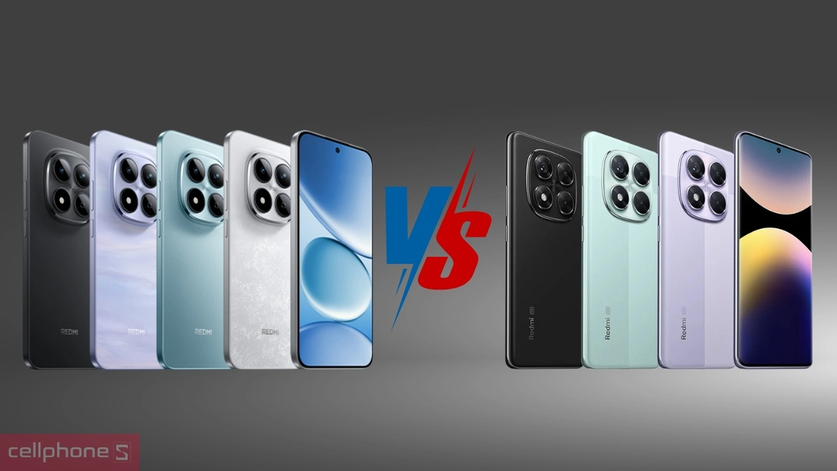 So sánh điện thoại Xiaomi Redmi Note 15 Pro 5G với Note 14 Pro 5G