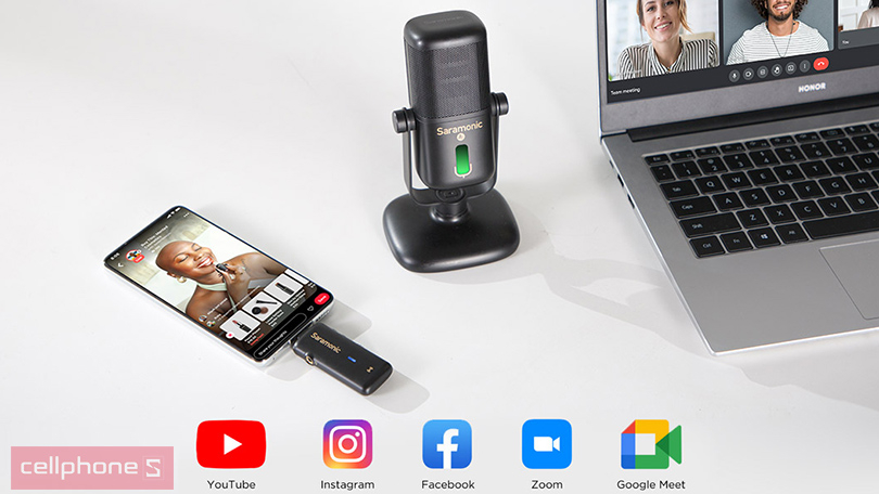 Microphone thu âm Saramonic có dây SR-MV2000W - Thu âm tiện lợi, điều chỉnh dễ dàng 