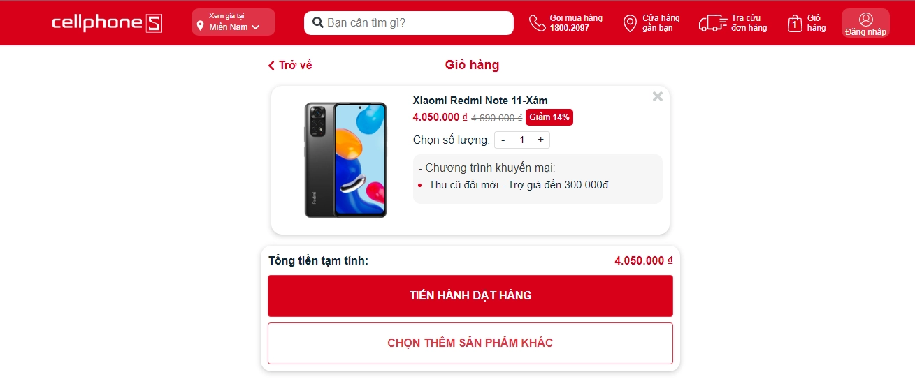 Kiểm tra giỏ hàng