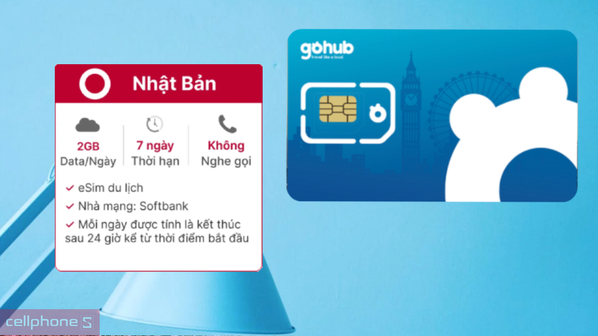 Thời hạn eSIM du lịch Gohub Nhật Bản 2GB 7 ngày