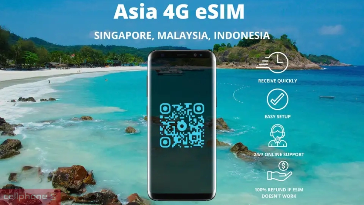 Kích hoạt eSIM du lịch Gohub Singapore, Malaysia, Indonesia 3GB 5 ngày