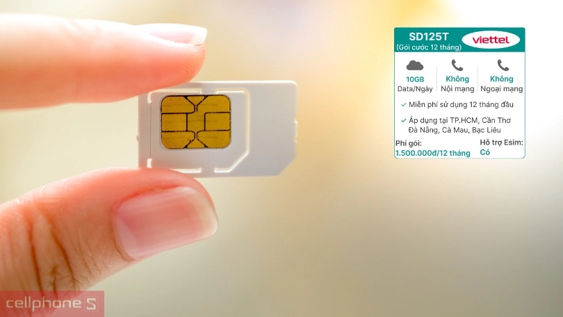 Dung lượng Sim 4G Viettel 12SD125T 10GB/ngày