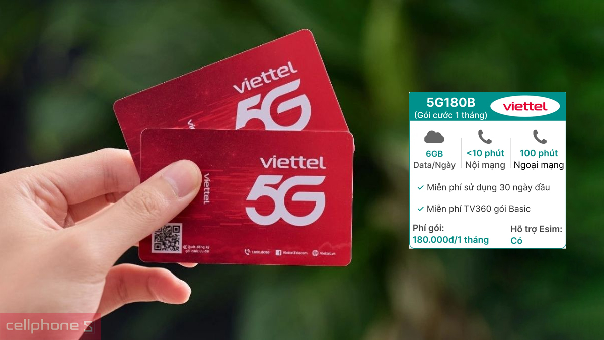 Tốc độ Sim 5G Viettel 5G180B 6GB/ngày