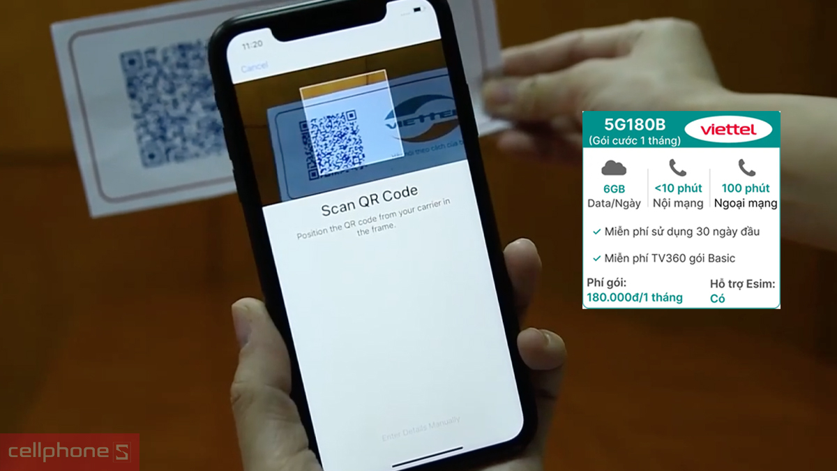 Hỗ trợ eSIM Sim 5G Viettel 5G180B 6GB/ngày