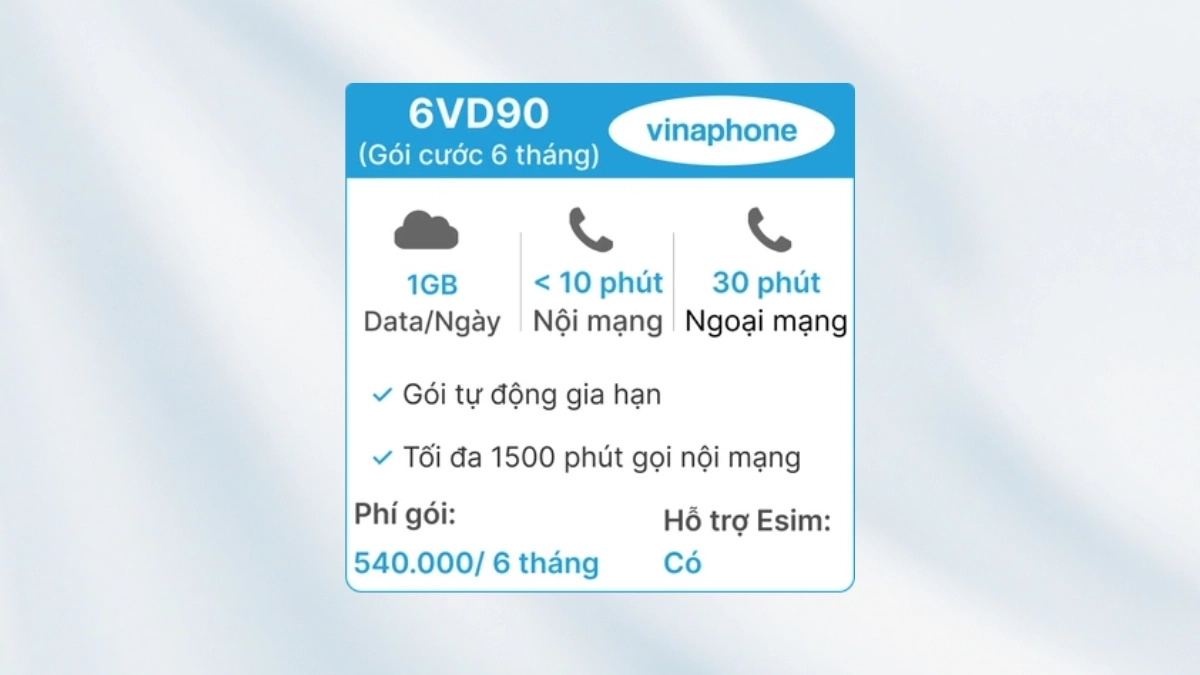 SIM 4G Vinaphone 6VD90 kết nối 4G linh hoạt