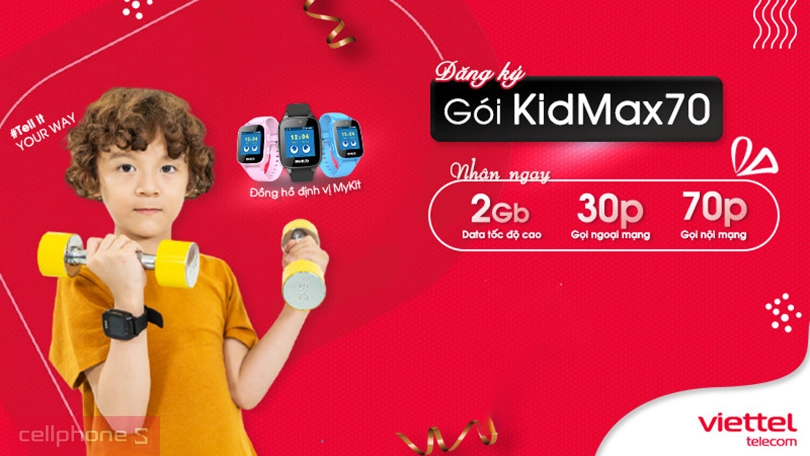 Sim 4G Viettel KIDMAX70 ưu đãi ấn tượng cho đồng hồ định vị