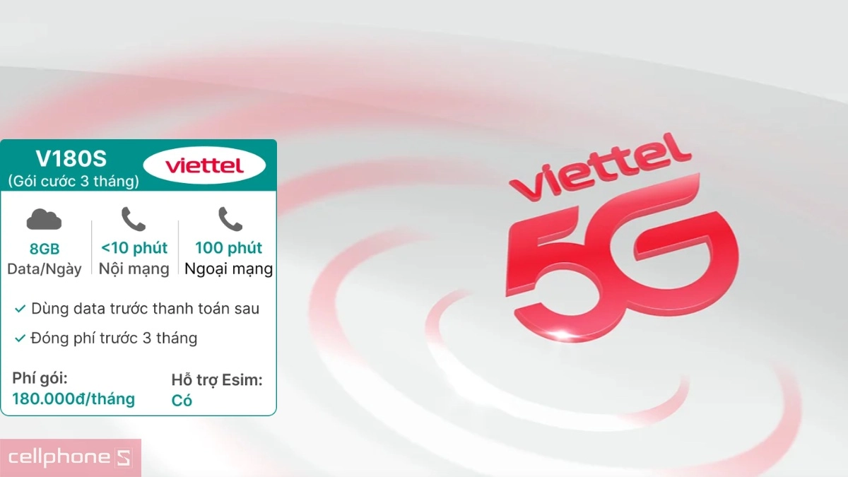 Chính sách đóng trước phí của Sim trả sau Viettel 5G V180S 8GB/Ngày đóng phí 3 tháng