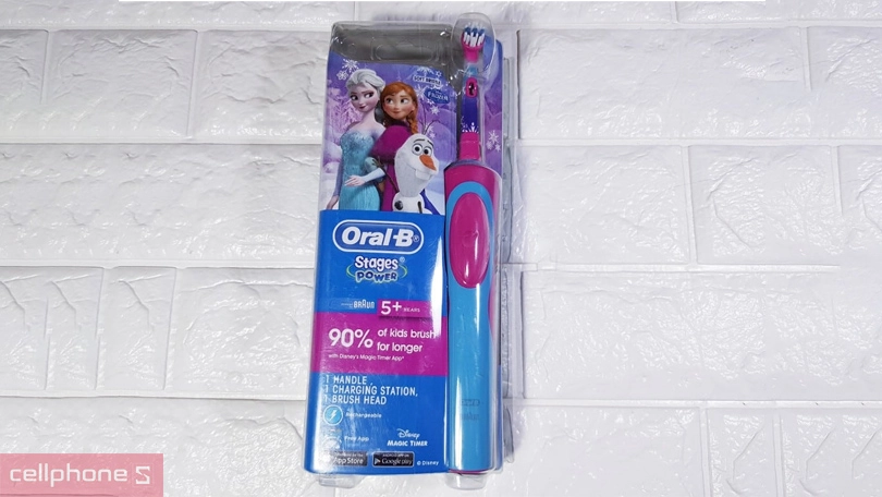 Bàn chải điện trẻ em Oral-B Vitality D12 Disney Frozen - Tạo hình Disney ngộ nghĩnh, thời lượng pin lớn