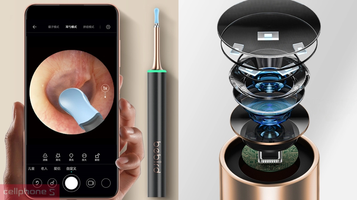Camera rõ ràng, sắc nét của dụng cụ lấy ráy tai Bebird T15