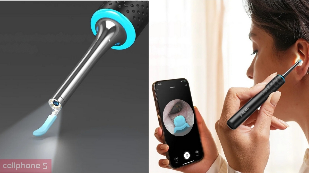 Camera và LED trên dụng cụ lấy ráy tai Bebird M9S