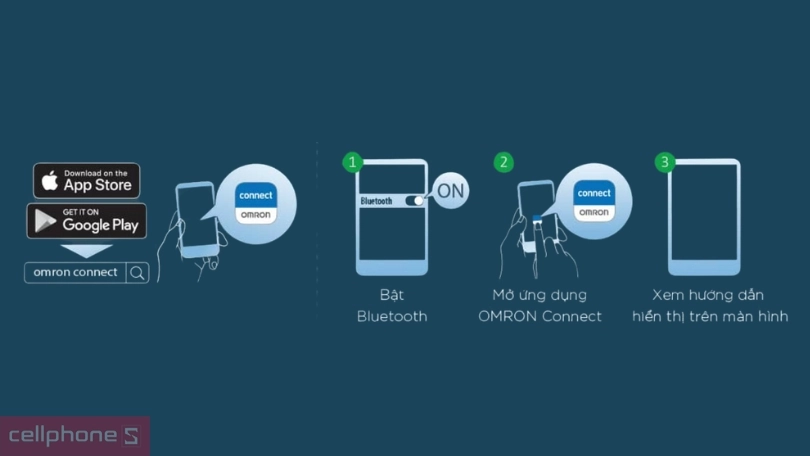 Cách kết nối máy đo huyết áp bắp tay Omron Hem - 7361T với ứng dụng Omron Connect