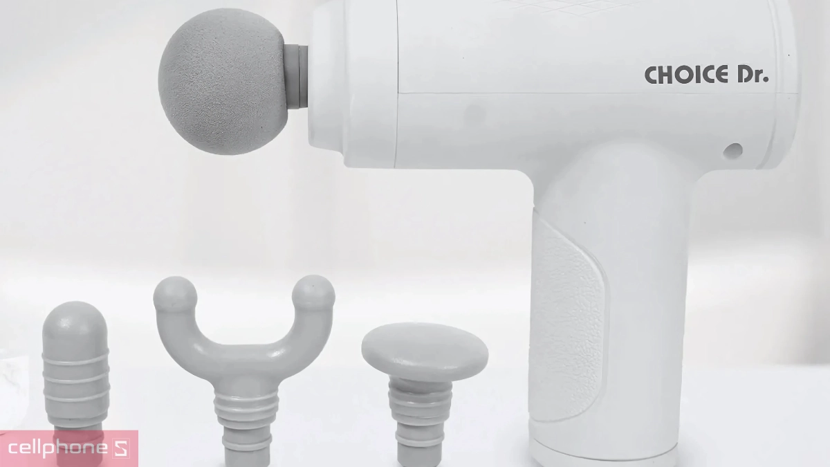 Bốn đầu massage chuyên biệt đi kèm của súng massage Choice Dr DC001