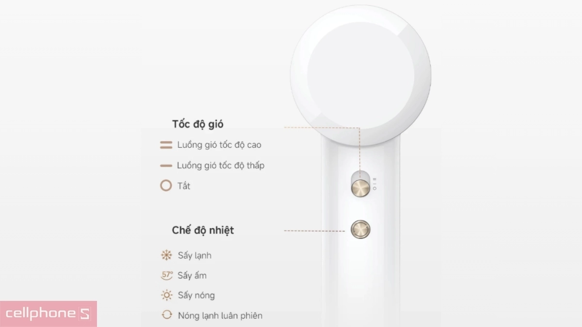 Đa dạng chế độ vận hành của máy sấy tóc Mova Turbo