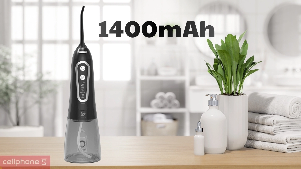 Dung lượng pin máy tăm nước Hyundai OC-010-BK 