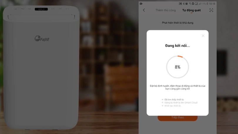 Hướng dẫn kết nối máy hút ẩm FujiE HM-914EC Pro với điện thoại