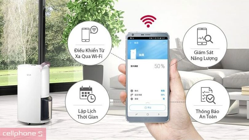 Máy hút ẩm LG dual Inverter 19L MD19GQGE0 – Lực hút lớn, độ ồn thấp