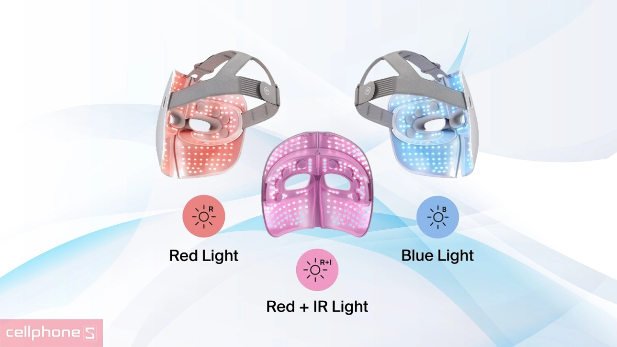 Ba liệu pháp ánh sáng trên mặt nạ ánh sáng sinh học TheraFace Mask