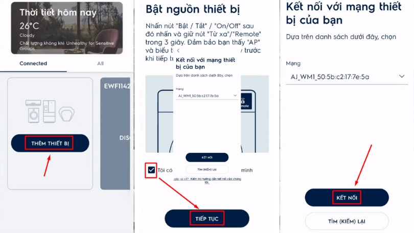 Hướng dẫn kết nối máy sấy bơm nhiệt Electrolux 8kg EDH803Q7WB với điện thoại