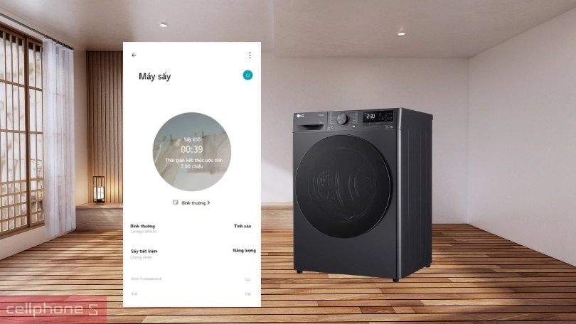 Hướng dẫn kết nối máy sấy LG Inverter bơm nhiệt 10.5kg DVHP50M với điện thoại