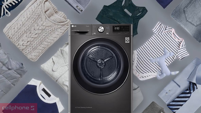 Thiết kế máy sấy LG Inverter bơm nhiệt 10.5kg DVHP50P