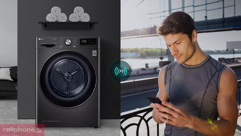 Hướng dẫn kết nối máy sấy LG Inverter bơm nhiệt 10.5kg DVHP50P với điện thoại