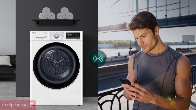 Hướng dẫn kết nối máy sấy LG Inverter bơm nhiệt 10.5kg DVHP50W với điện thoại