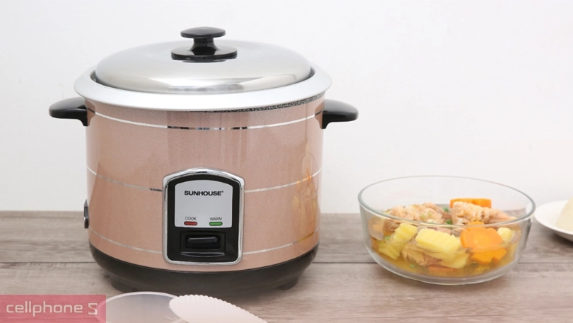 Nồi cơm nắp rời Sunhouse 1.2 lít SHD8105 – Tiện dụng, nấu nhanh an toàn